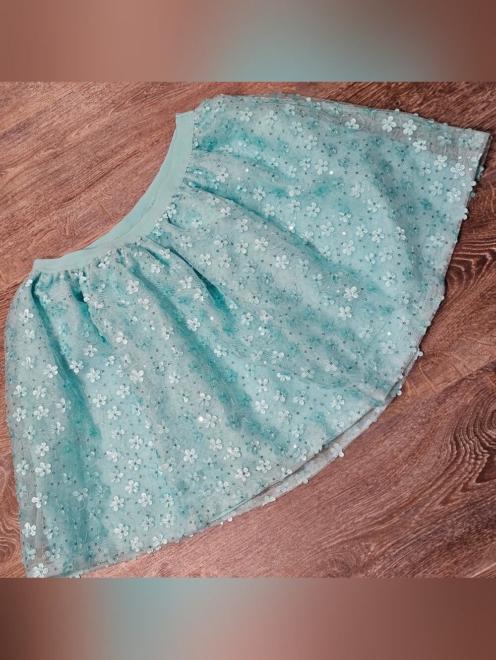 Children's Place Aqua Floral Appliqué Skirt